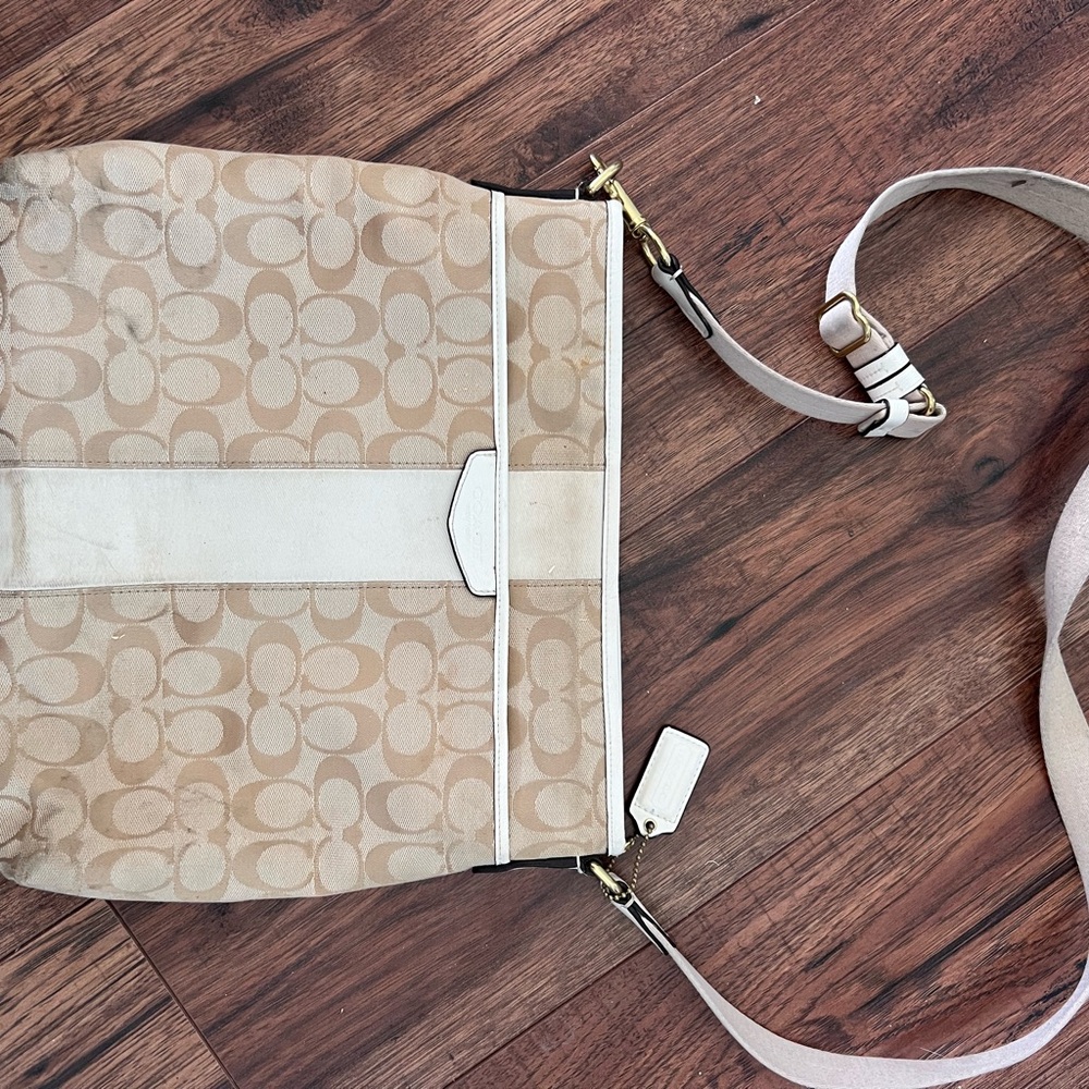 Coach Tan and Cream Signature Bag